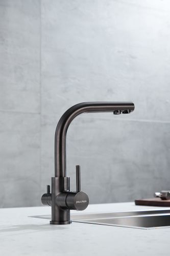 Смеситель для кухни Paulmark ESSEN Es213011-GM на мойку вороненая сталь - фото 2